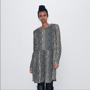 Zara Green Snake Print Flowy Dress Sz S NWOT